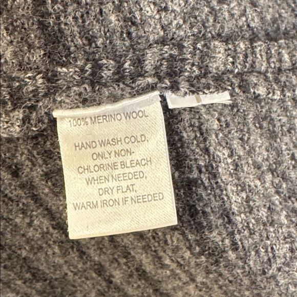 LOFT 100% Merino Wool Charcoal Knit Black Trim Cropped Blazer Cardigan Small - Picture 7 of 11